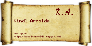 Kindl Arnolda névjegykártya